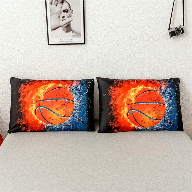 Homebed 3D Sports Fire Basketball Bedding Set for Teen Boys,Duvet Cover Sets with Pillowcases,Twin Size 59â€x83â€,2PCS,1 Duvet Cover+1 Pillow sham - Image 5